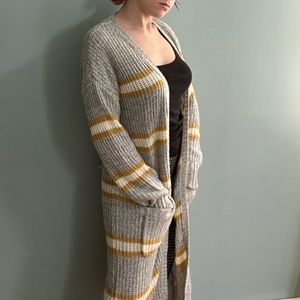Extra long striped cardigan
